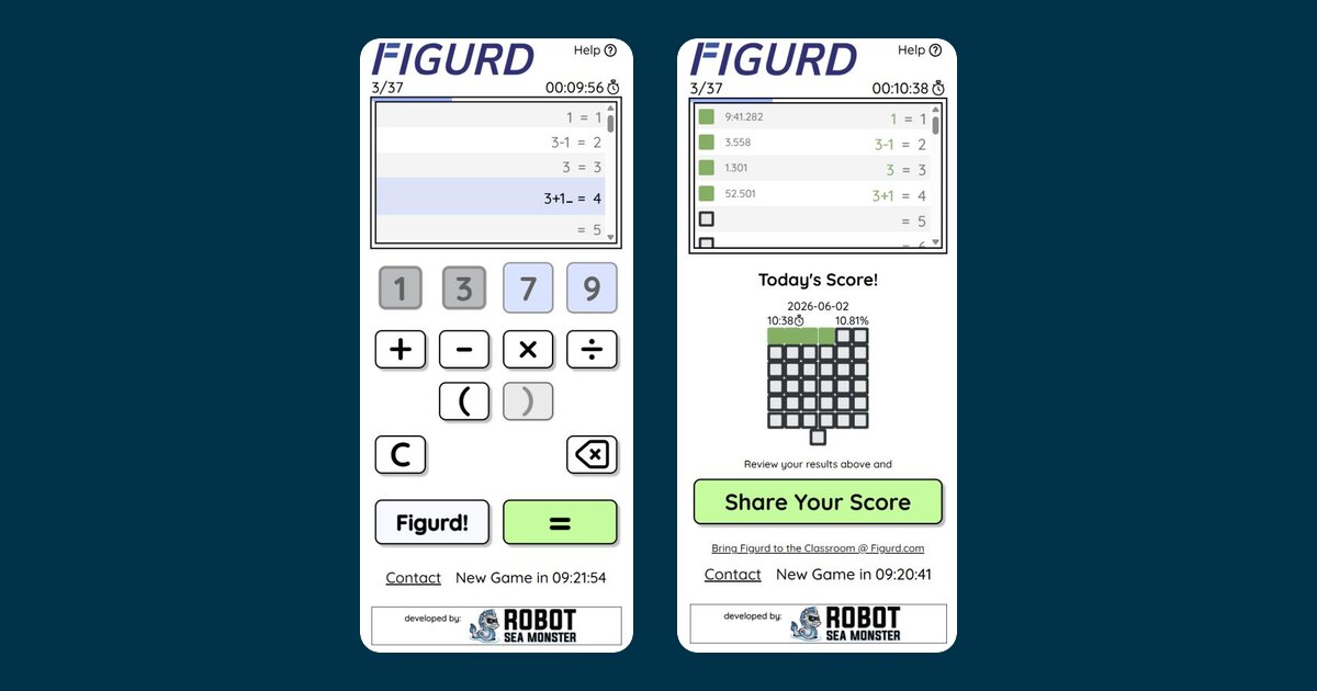 FIGURD puzzle and results screens on mobile